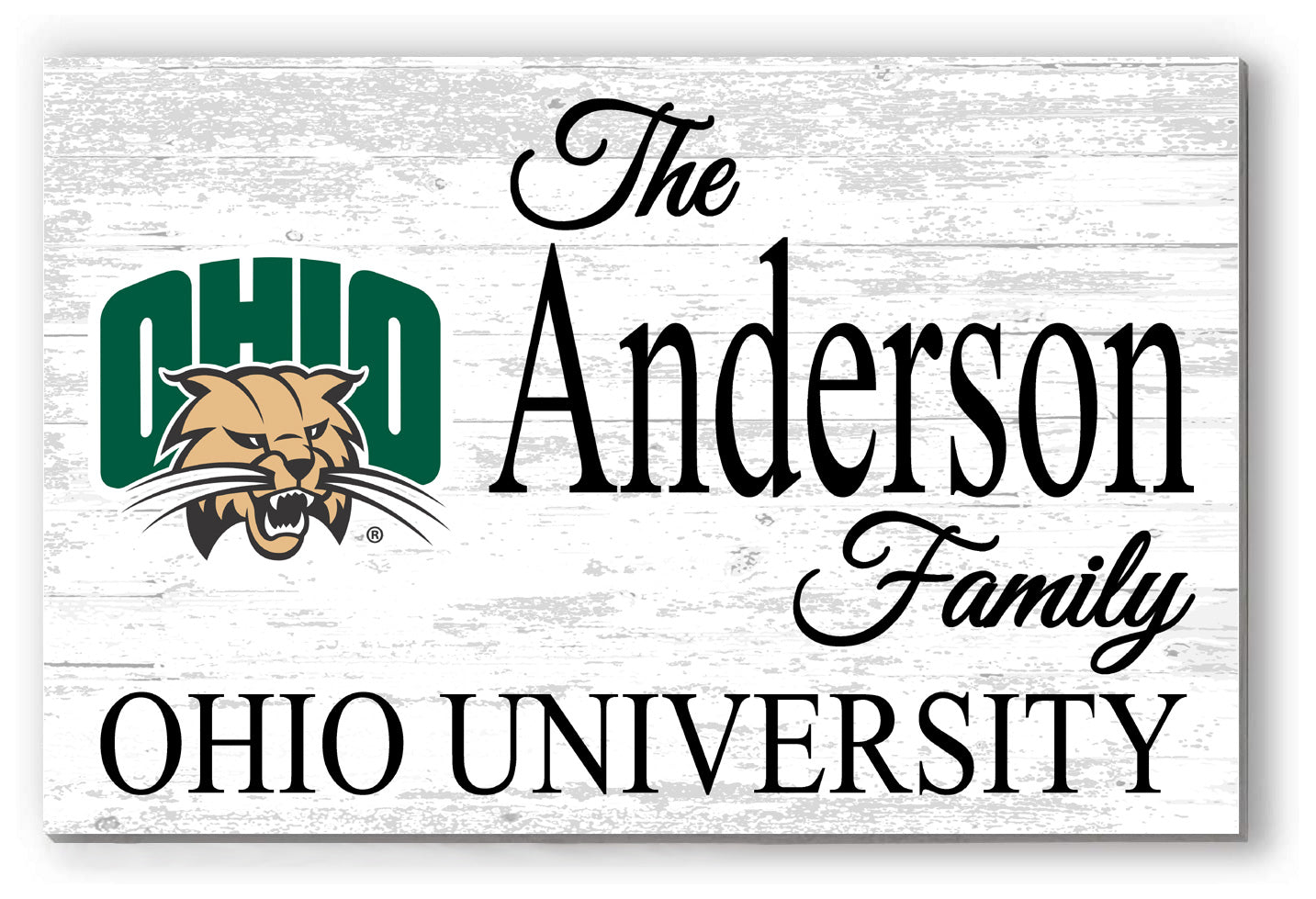 Ohio University Family Name Sign for Ohio Bobcats Homes, Alumni, Fans or Graduation