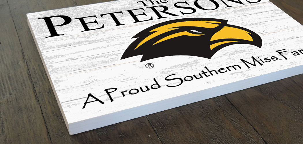 Southern Miss Family Name Sign for Southern Mississippi Alumni, Fans or Graduation