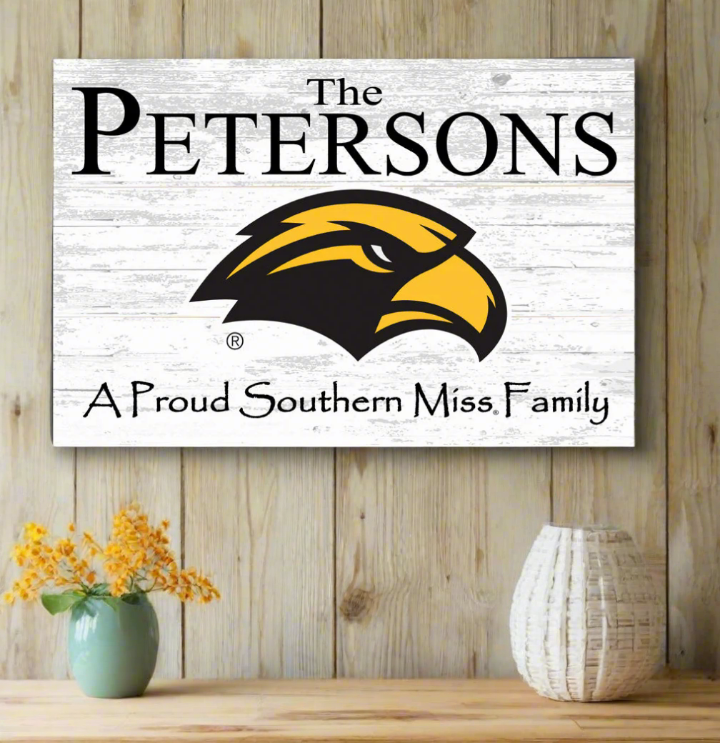 Southern Miss Family Name Sign for Southern Mississippi Alumni, Fans or Graduation