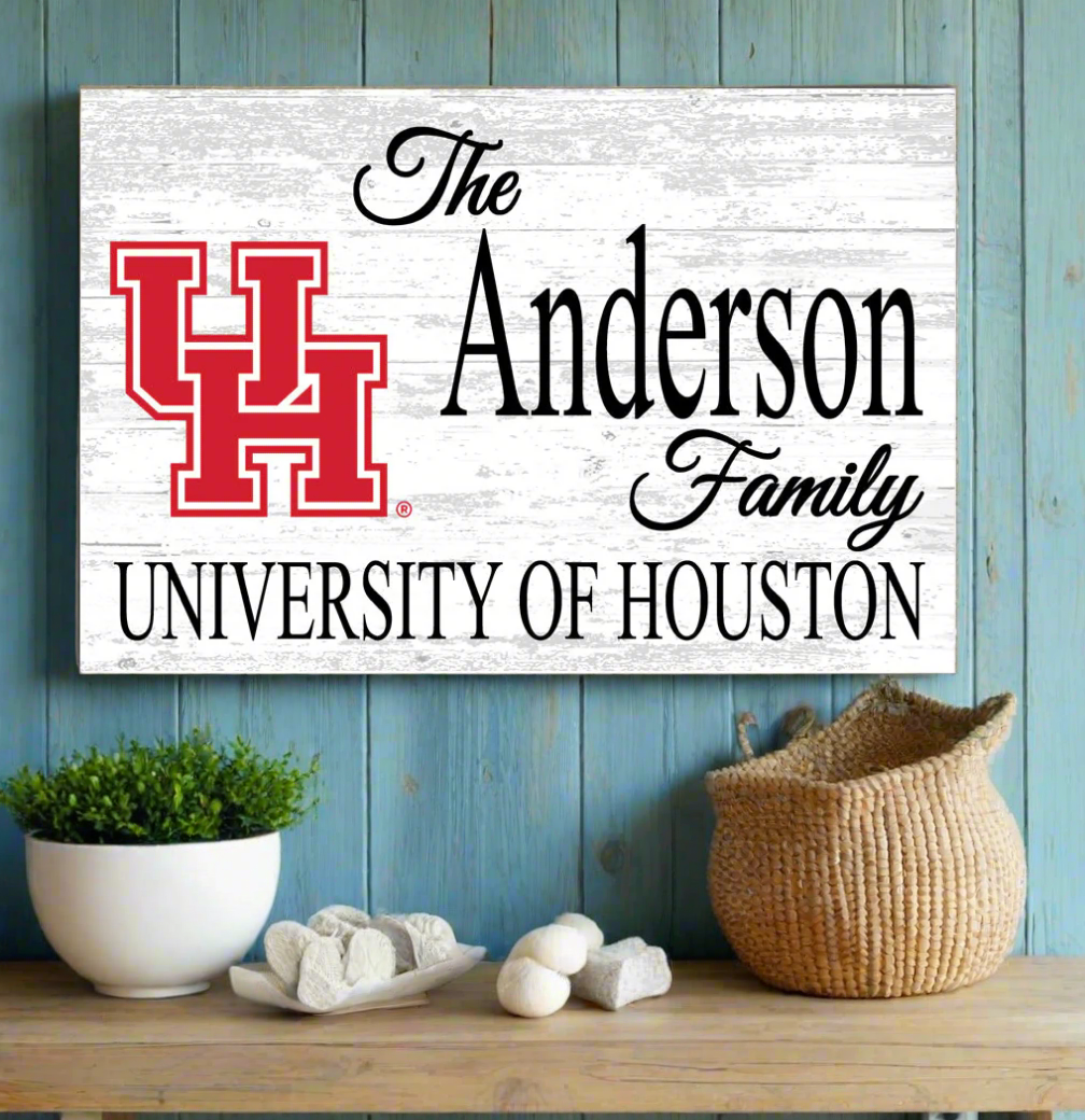 University of Houston Family Name Sign for UH Alumni, Fans or Graduation