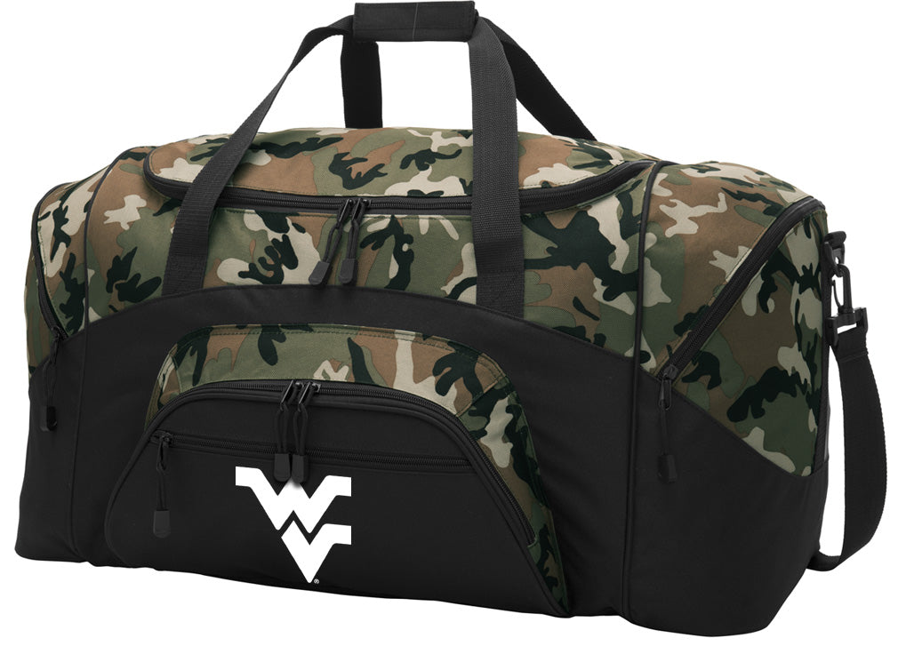 West Virginia Large Camo Duffel Bag WVU Suitcase or Sports Gear Bag