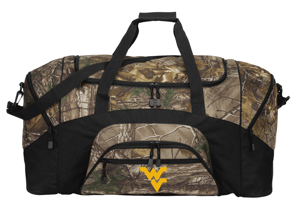 West Virginia Camo Large Duffel Bag WVU Suitcase Travel Bag or Sports Gear Bag