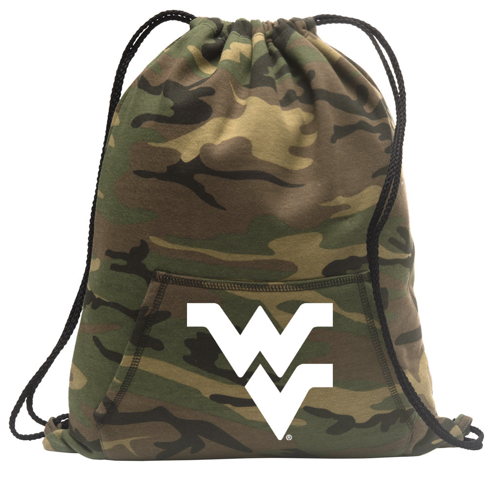 West Virginia Camo Drawstring Backpack WVU Hoody Style Cinch Pack Bag