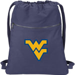 West Virginia Canvas Drawstring Backpack WVU Cotton Cinch Pack Bag