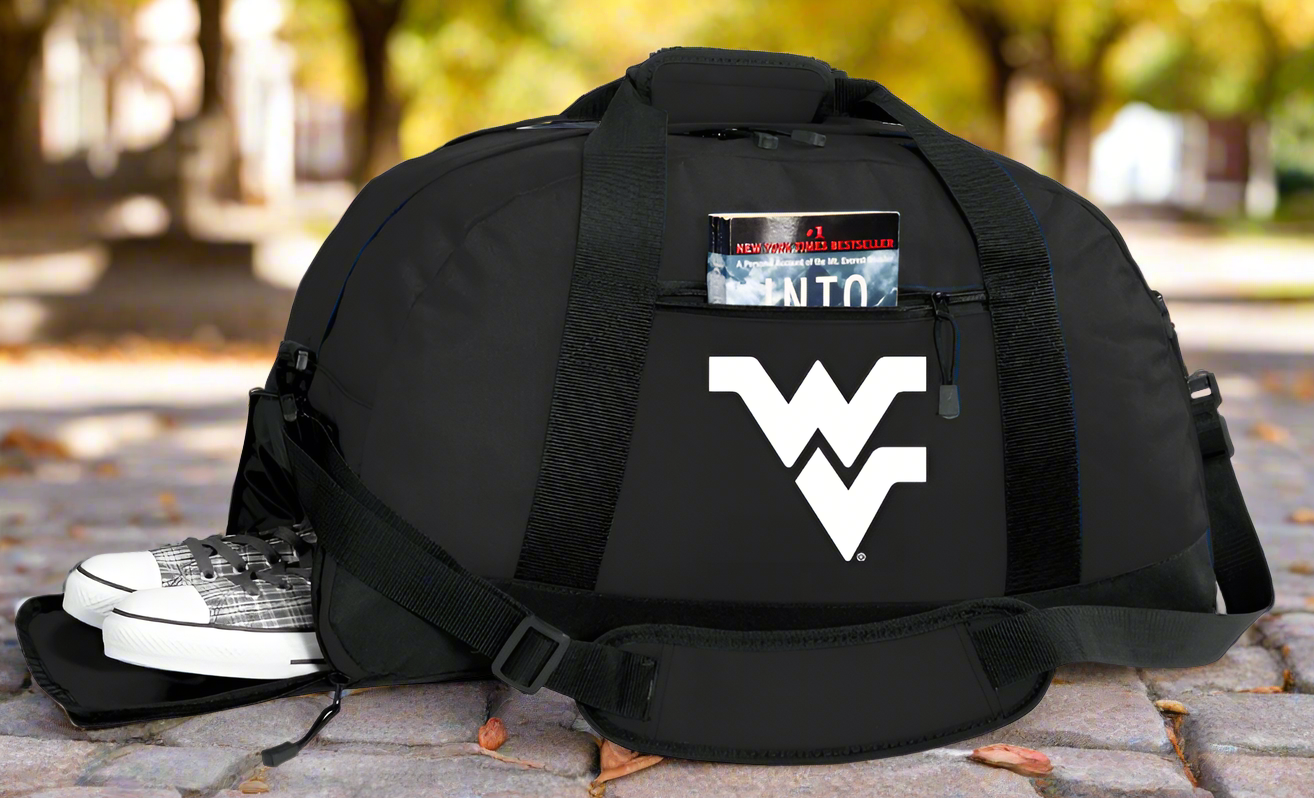 West Virginia Duffel Bag WVU Gym or Sports Bag with Shoe Pocket