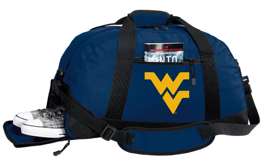 West Virginia Duffel Bag WVU Gym or Sports Bag with Shoe Pocket