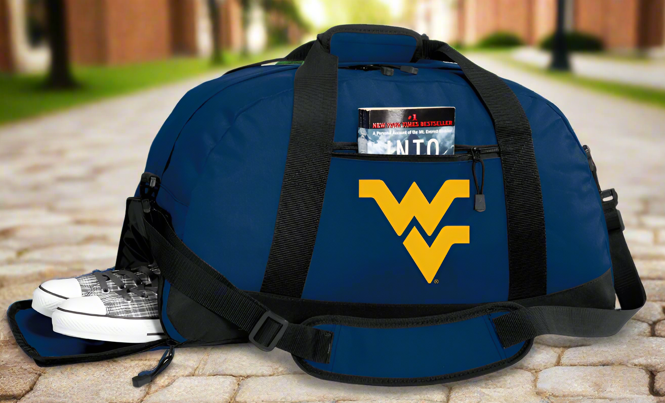 West Virginia Duffel Bag WVU Gym or Sports Bag with Shoe Pocket