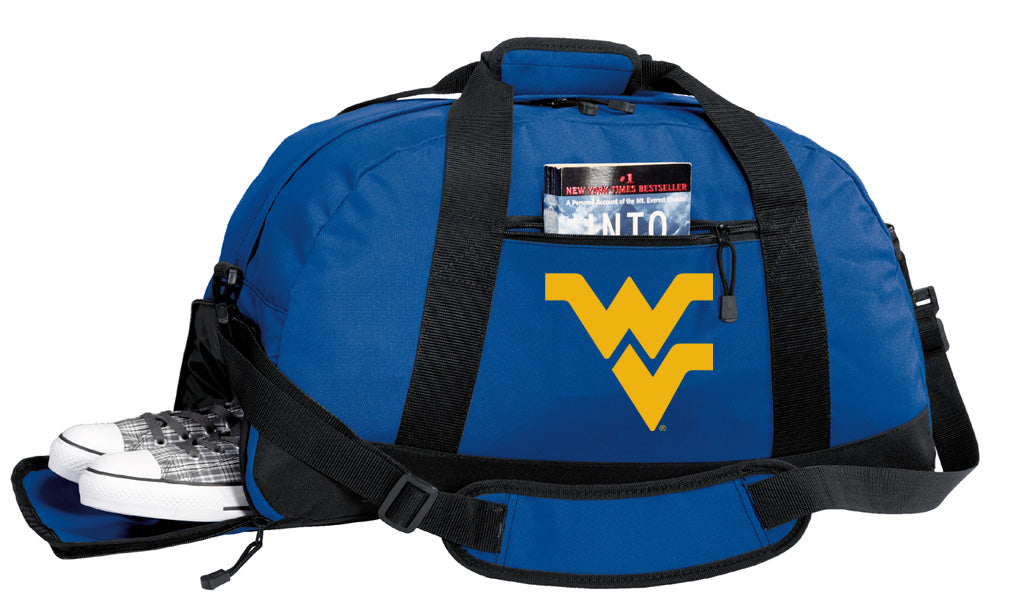 West Virginia Duffel Bag WVU Gym or Sports Bag with Shoe Pocket