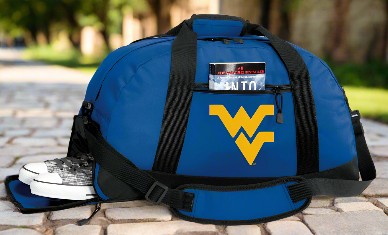 West Virginia Duffel Bag WVU Gym or Sports Bag with Shoe Pocket