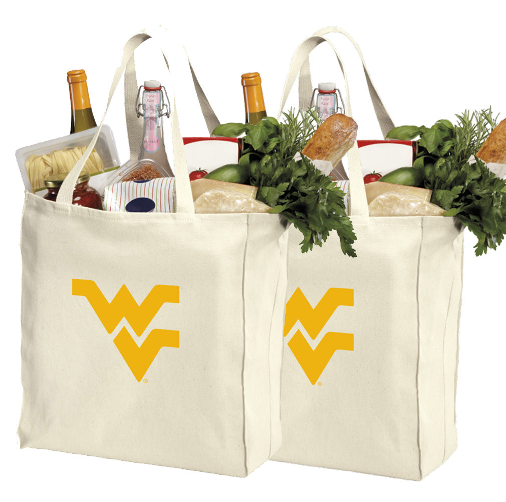 West Virginia Grocery Shopping Bags 2 PC SET WVU Reusable Cotton Bags