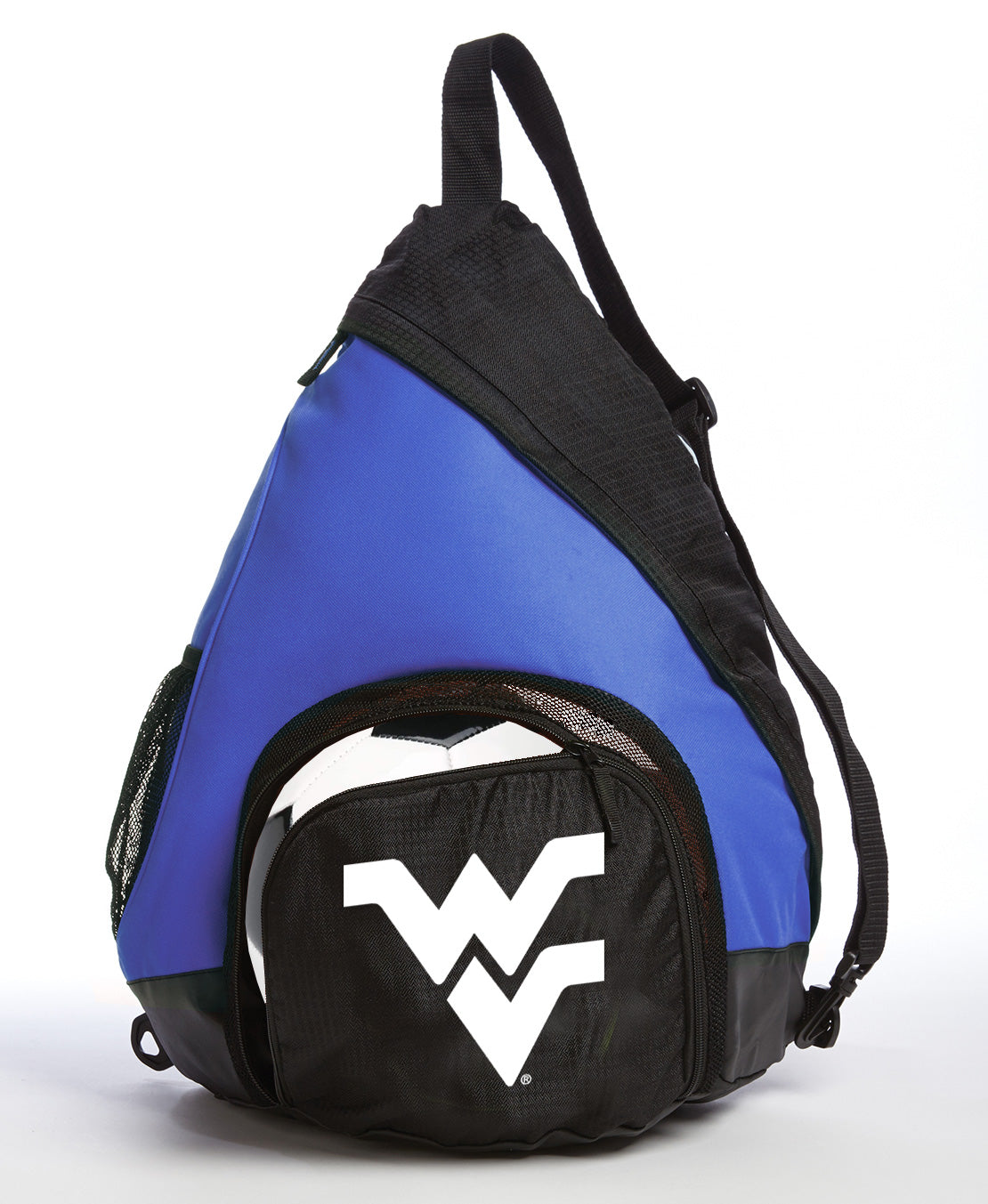 West Virginia University Sling Backpack WVU Bag with Soccer Ball or Volleyball Bag Sports Gear Compartment Practice Bag